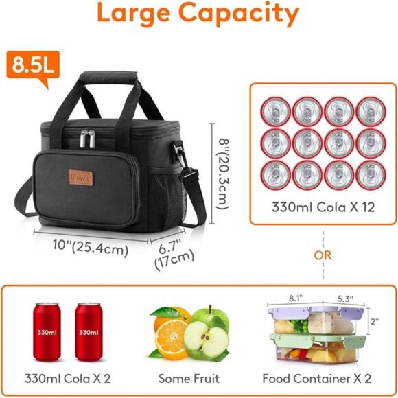 Large Lunch Bag Insulated Lunch Box Soft Cooler Cooling Tote for Adult Men Women - Picture 4 of 7